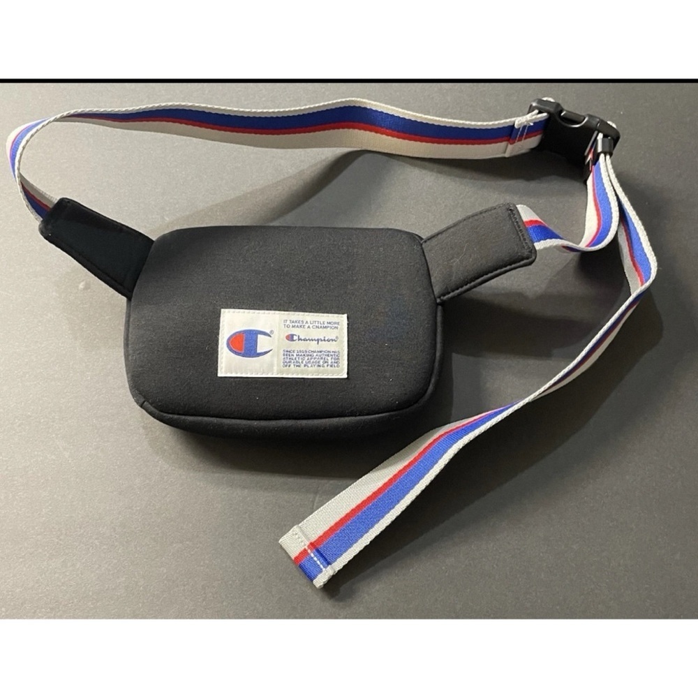 VTG Champion Attribute Waist Bag Fanny Pack Black with Gray Red Blue Belt 53" - Picture 6 of 6